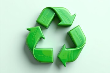 Obraz premium A green recycling symbol isolated on a subtle background, representing environmental consciousness and sustainability.
