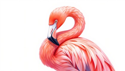 Obraz premium A vibrant flamingo with pink feathers elegantly posed, captured in a moment of tranquility 