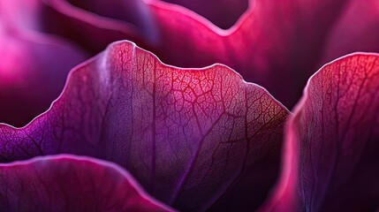 A vibrant close-up of red and purple cabbage leaves with detailed veins and ruffled edges