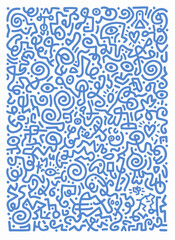 Seamless Blue Doodle Pattern Background