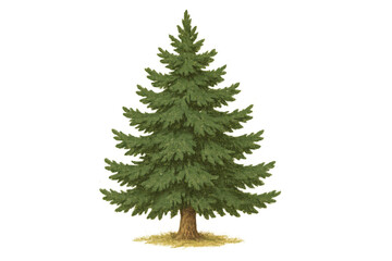 Fototapeta premium Evergreen conifer tree showing lush green needles and sturdy trunk, standing on transparent background