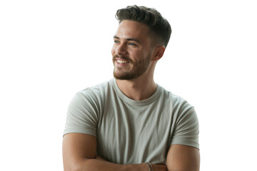 Man with arms crossed isolated on transparent background
