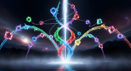 Luminous Gemstone Water Display