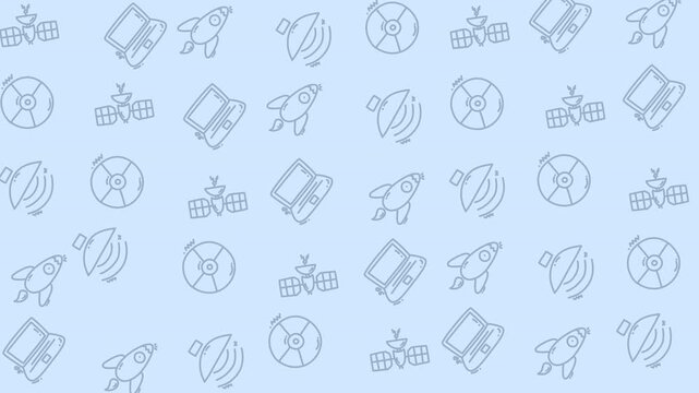 Retro technology wave pattern computer background with vintage floppy disks, cassette tapes, and old cell phones, representing digital evolution and communication history