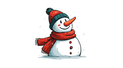 Cheerful Snowman with a Carrot Nose and Colorful Scarf in a Winter Wonderland Scene