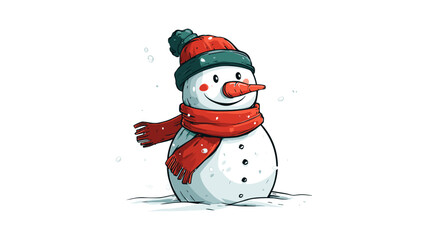 Cheerful Snowman with a Carrot Nose and Colorful Scarf in a Winter Wonderland Scene