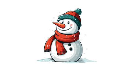 Cheerful Snowman with a Carrot Nose and Colorful Scarf in a Winter Wonderland Scene