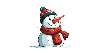 Cheerful Snowman with a Carrot Nose and Colorful Scarf in a Winter Wonderland Scene