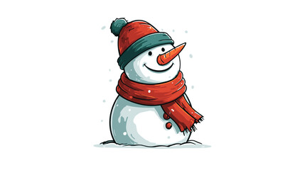 Cheerful Snowman with a Carrot Nose and Colorful Scarf in a Winter Wonderland Scene