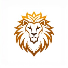 Obraz premium Golden Lion Head Logo Design – Elegant Animal Symbol in Vector Style