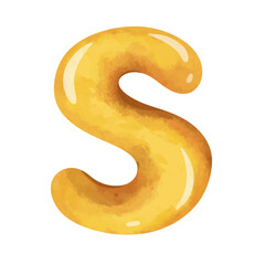 Letter S illustration vector, letter s clip art, hand drawn watercolor painting style, isolated on white background
