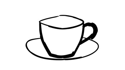 Black Sketch Style Coffee Cup Illustration on Transparent Background for Cafe Design and Graphic Element