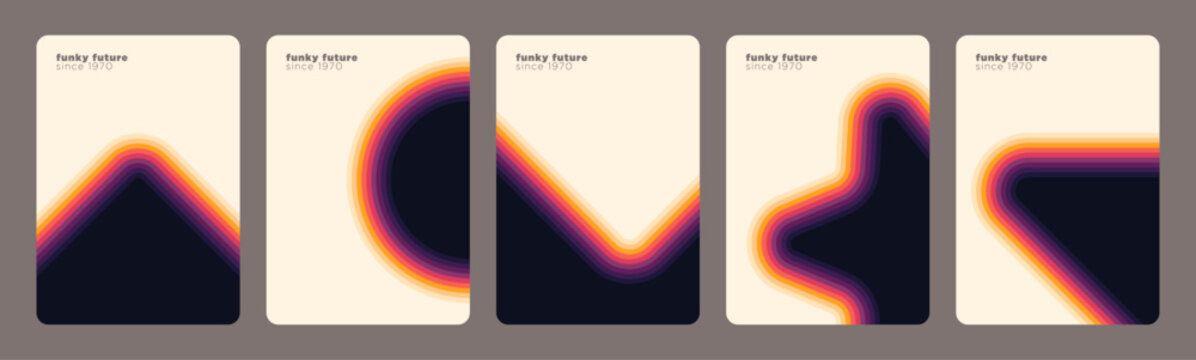 A set of various covers with a retro style pattern design. Vector illustration.