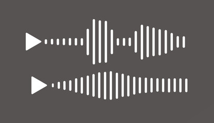 Two vector audio sound wave icons messenger type, illustrating wave forms, voice signals, or digital equalizer patterns.	