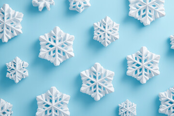 白い雪の結晶のパターン構成、冬のコンセプト