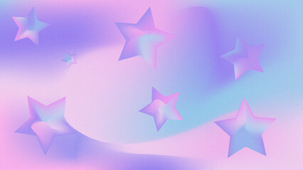 Obraz premium A whimsical pastel Christmas background featuring a snowy village scene with stylized houses, pine trees, and falling snowflakes. 