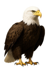 Obraz premium White-headed bald eagle with a curved yellow beak.