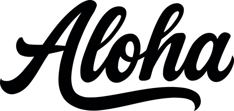 Aloha lettering a Hawaiian greeting in a bold script font perfect for travel and vacation designs