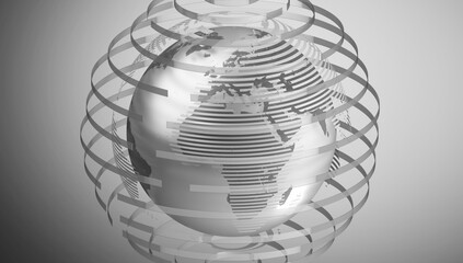 Geometrical world map, Europe and Africa side - 3D illustration