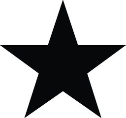 Black star shape vector, simple five-pointed star silhouette, minimal graphic symbol, geometric icon design, isolated clean illustration background