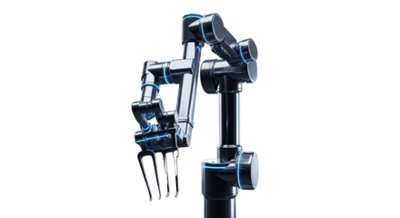 Industrial robot arm isolated on transparent background