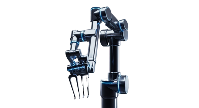 Industrial robot arm isolated on transparent background