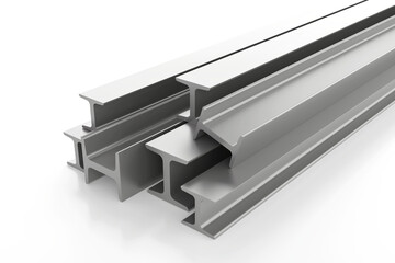 Metal products. H-Beam steel. on white background. 3d illustration.