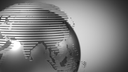 Geometrical world map, Asia side - 3D illustration