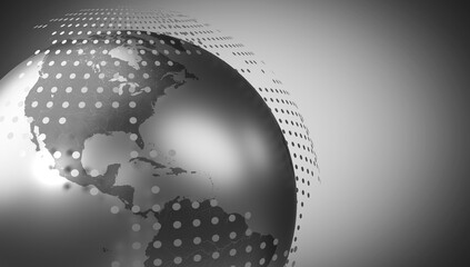 Dotted geometrical world map, America side - 3D illustration