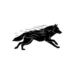 Running Wolf Silhouette Vector Art