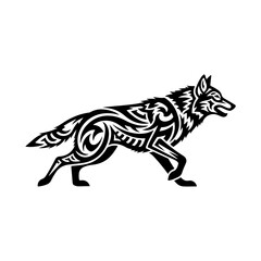 Running Wolf Silhouette Vector Art