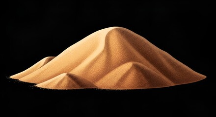 A sand dune formation against a black background in a studio setting with soft lighting effects
