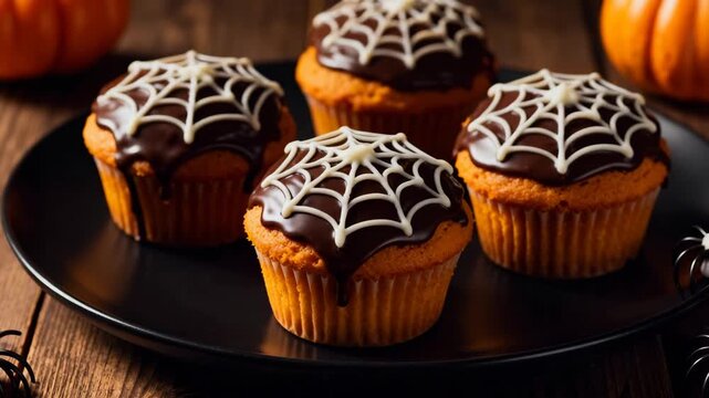 Halloween Cupcakes with Spider Web Frosting