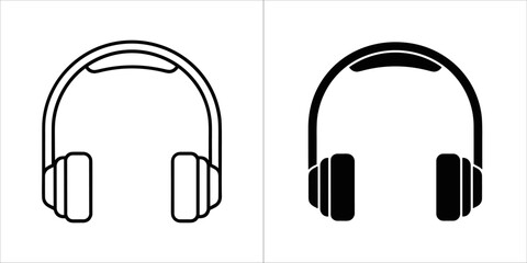 Line art and silhouette of overear headphones