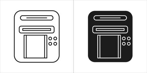 Obraz premium Two icons of a mail slot, one outlined and one filled, on a