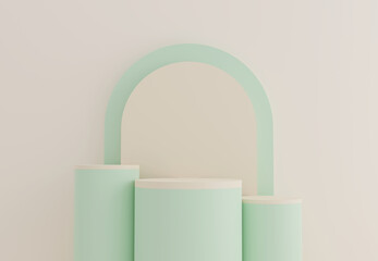 Pastel colored display stand, abstract scene for product mockup, 3D rendering.