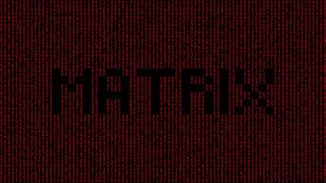 Glowing binary matrix with digital motion and floating numbers.