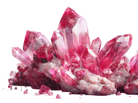 Cluster of vibrant pink crystals, sparkling facets