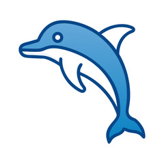 Obraz premium Blue dolphin icon in minimalist line art style 