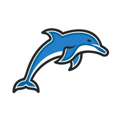 Naklejka premium Blue dolphin illustration in a playful swimming pose 