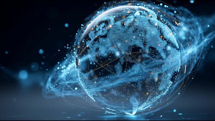 Digital Earth: A mesmerizing display of a digital earth, swathed in glowing particles and nebulous formations, symbolizes global connectivity and the vast expanse of cyberspace. - Powered by Adobe