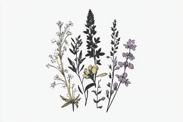 Herbs art illustration elements.