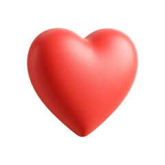 Glossy red heart 3D icon with smooth gradient on transparent background