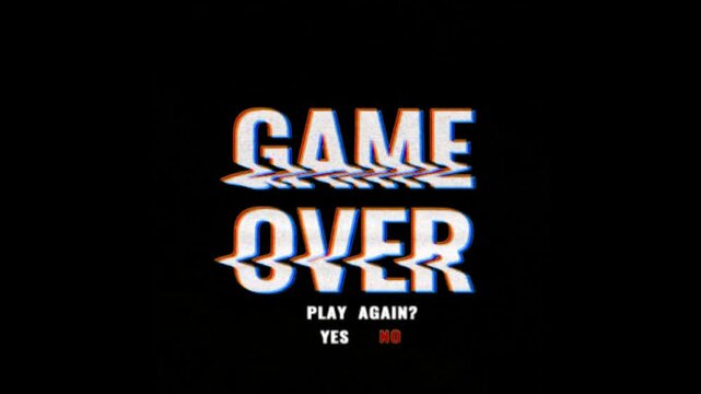 GAME OVER Retro Glitch Text Animation with VHS Distortion