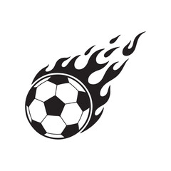 Obraz premium Flaming Soccer Ball Flying Silhouette Icon