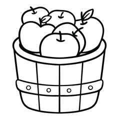 Bucket of Apples Line Art