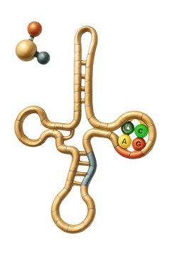 tRNA with anticodon loop and linked amino acid.