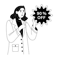 Hand drawn style illustration depicting sale offer