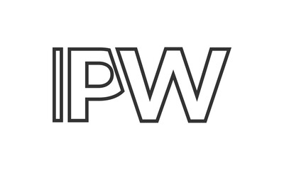 IPW logo design template with strong and modern bold text. Initial based vector logotype featuring simple and minimal typography. Trendy company identity.