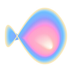 Isolated Gradient Shape. Holographic Blob For Collage Or Sticker. Abstract Element on Transparent Background. Cutout. Bright Rainbow Colors. Pink, Blue, Yellow Gradient Shape.